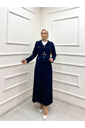 ست بالاتنه و پائین تنه سرمه ای زنانه بافتنی MODA 42 - کد 897952098