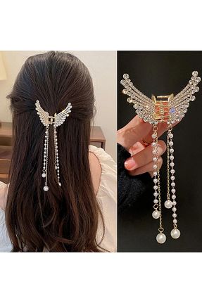 گیره سر طلائی زنانه سنگ کریستال çınar bahçesi - کد 794383847