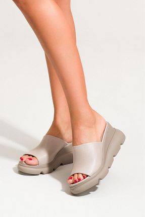 دمپائی آبی زنانه چرم خالص PASSAGE SHOES - کد 897977984