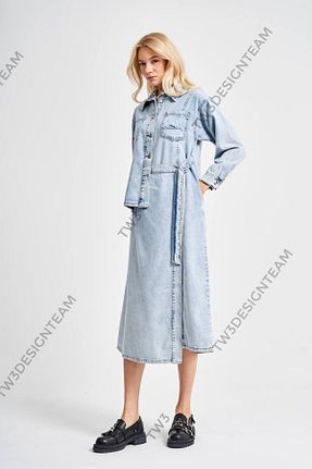 ترنچکت آبی زنانه پنبه ای tw3 - کد 898587421