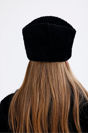 کلاه مشکی زنانه چرم خالص fubileather - کد 897988582