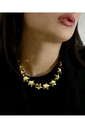 گردنبند استیل ( فولاد ) طلائی استیل (فولاد) Todayyou Accessory - کد 898045856