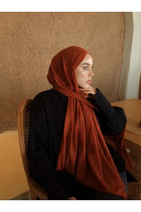 شال نارنجی زنانه پنبه ای Modakaşmir - کد 898055609