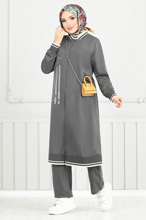 ست بالاتنه و پائین تنه طوسی زنانه بافتنی ModaMerve - کد 898066099
