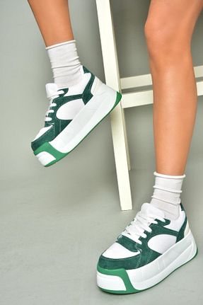 کفش اسنیکر سبز زنانه بند دار Fox Shoes - کد 898069975