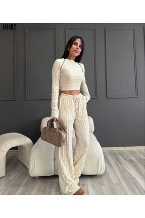 ست بالاتنه و پائین تنه نباتی زنانه بافتنی Cbm - کد 898084222