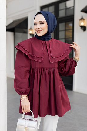پیراهن حجاب زرشکی زنانه رگولار LOCCO - کد 896509828