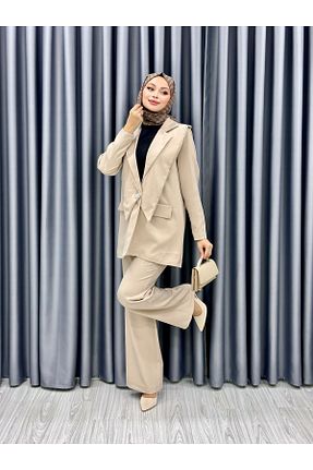 ست بالاتنه و پائین تنه بژ زنانه بافتنی VEESPRİVE - کد 898108962
