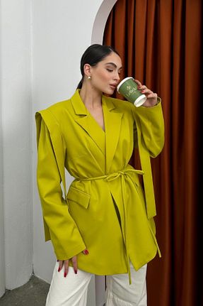 کت بلیزر زرد زنانه بافتنی msm fashion - کد 898118947