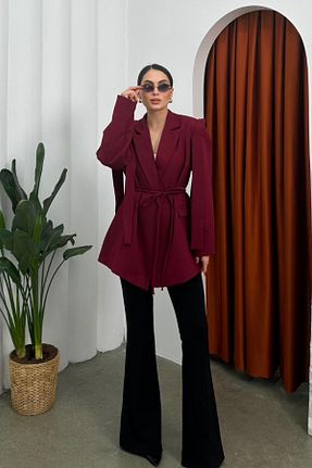کت بلیزر زرشکی زنانه بافتنی msm fashion - کد 898112265