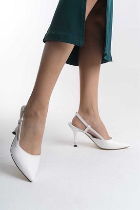 کفش پاشنه بلند کلاسیک سفید زنانه چرم مصنوعی SEREL35SHOES - کد 898114625