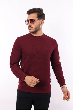 سوئیشرت زرشکی مردانه بافت دار rugatchi - کد 898131988