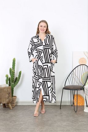 لباس سایز بزرگ مشکی زنانه ویسکون Şans - کد 898140789