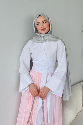 پیراهن حجاب سفید زنانه 3/4 Boy HAZA MODA - کد 898143985