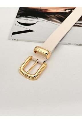 کمربند سفید زنانه چرم مصنوعی Descoin - کد 898152859