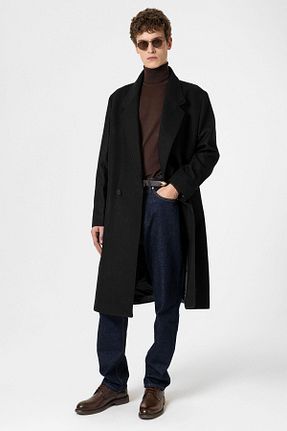 پالتو پشمی مشکی مردانه Relaxed Antioch - کد 876821105
