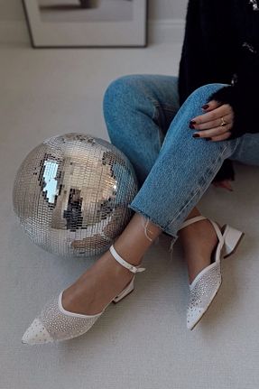 کفش پاشنه بلند کلاسیک سفید زنانه سنگ POLKA STORE - کد 898161382