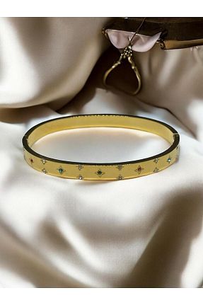 دستبند استیل (فولاد) زرد زنانه استیل ضد زنگ alyacs - کد 898163364