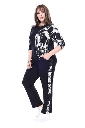 ست گرمکن سایز بزرگ مشکی زنانه مخلوط ویسکون MELSAY - کد 898178700