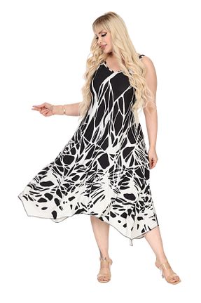 لباس سایز بزرگ مشکی زنانه مخلوط ویسکون MELSAY - کد 898184393