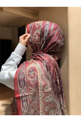 شال زرشکی زنانه پنبه ای Baştacı - کد 873335789
