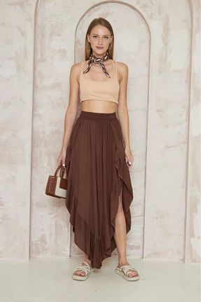 شلوار قهوه ای زنانه ویسکون Pasaklı Giyim - کد 844387010