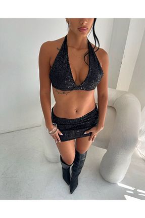 ست بالاتنه و پائین تنه مشکی زنانه بافت TAYT VEGAS - کد 898206518