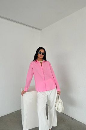 پیراهن صورتی زنانه یقه پیراهنی Mixray - کد 898205910