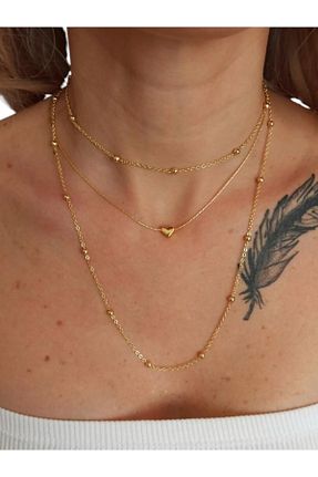 گردنبند جواهر زرد زنانه روکش طلا Feron accessories - کد 898211629