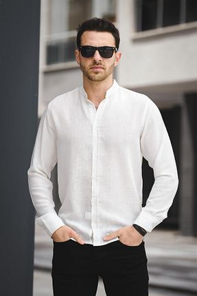 پیراهن سفید مردانه اسلیم فیت Oksit - کد 704324967