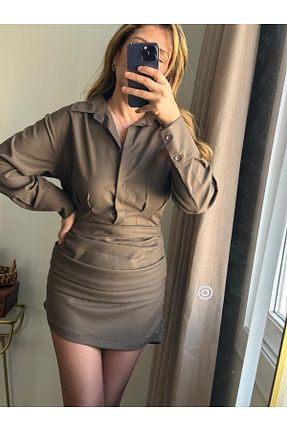 لباس قهوه ای زنانه بافتنی Butik - کد 898216430