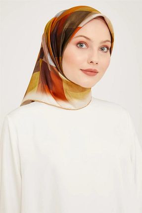روسری زرد کرپ ساتن ابریشم Armine - کد 893329697