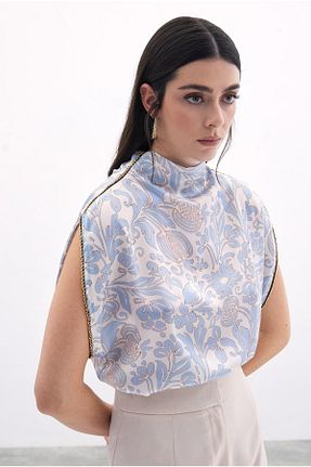 بلوز آبی زنانه ساده Sateen - کد 898217436