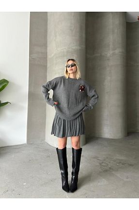 ست بالاتنه و پائین تنه طوسی زنانه تریکو Butik - کد 898283141