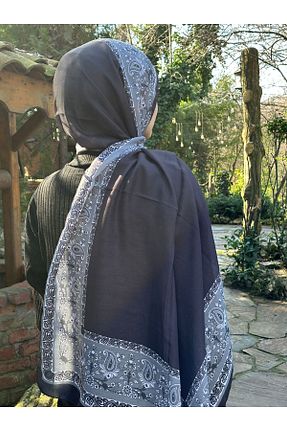 روسری سرمه ای پنبه ای cilekscarf - کد 898222505