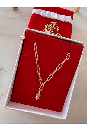 گردنبند استیل ( فولاد ) زرد زنانه استیل ضد زنگ Esmeray Aksesuar - کد 898220781