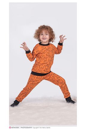 ست لباس راحتی نارنجی بچه گانه گلدار cimcim baby - کد 894986889