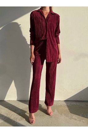 ست بالاتنه و پائین تنه زرشکی زنانه بافتنی Ekim Store - کد 898232147