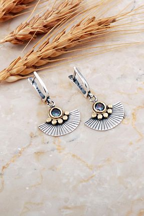 گوشواره نقره سفید زنانه 925 عیار Sümer Telkari - کد 892889264
