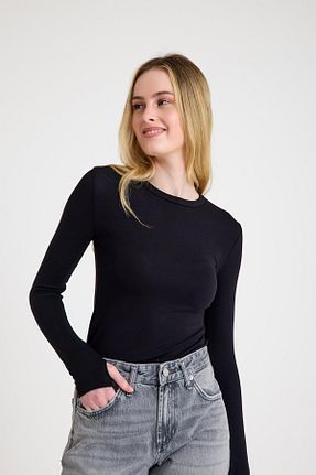 بلوز مشکی زنانه ساده NİLİST - کد 898225880