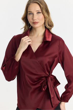 بلوز زرشکی زنانه ساده OQQA - کد 898238545