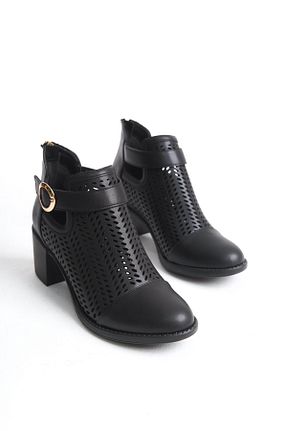 بوت / نیم بوت مشکی زنانه چرم مصنوعی MARSEDO - کد 898239034