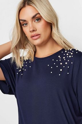 تیشرت سایز بزرگ سرمه ای زنانه سایز بزرگ Stil Diva - کد 849768772