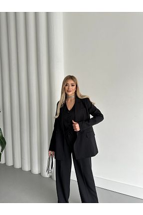 کت و شلوار مشکی زنانه یقه هفت HOEK - کد 898321495