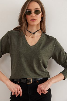 بلوز خاکی زنانه ساده Olalook - کد 897646283