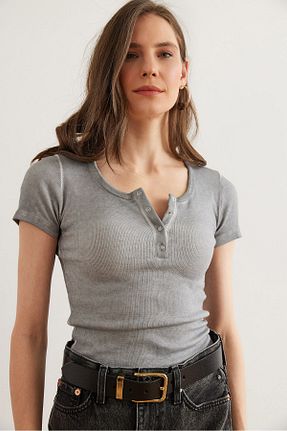 بلوز طوسی زنانه ساده Olalook - کد 897646332