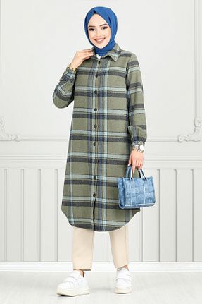 تونیک حجاب سرمه ای زنانه مخلوط پلی استر ModaMerve - کد 898353967