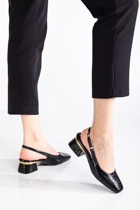 کفش پاشنه بلند کلاسیک مشکی زنانه چرم مصنوعی SUİNS SHOES - کد 898369320