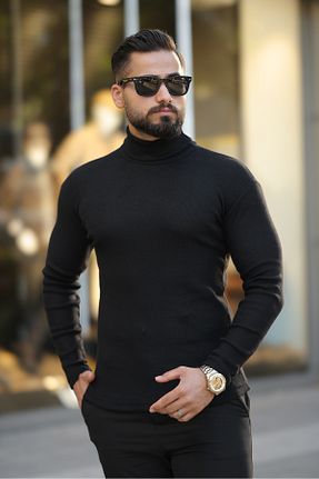 پلیور مشکی مردانه ساده Butik - کد 865815393
