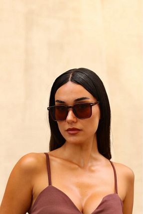 عینک آفتابی قهوه ای زنانه 50 LUPİX - کد 898392407